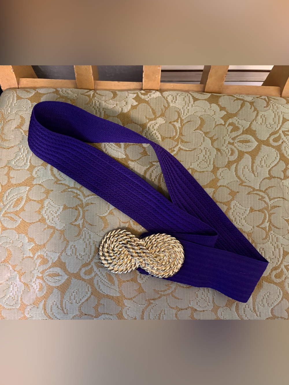 Purple Elastic Waist Cinch Belt with Gold Rope Buckle 80s/90s vintage